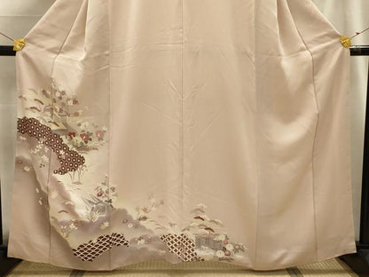 平和屋着物■訪問着 松竹梅風景文 暈し染め 銀彩 正絹 逸品 AABG1567sx