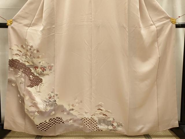 平和屋着物■訪問着 松竹梅風景文 暈し染め 銀彩 正絹 逸品 AABG1567sx