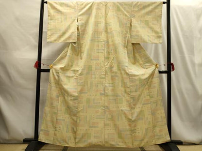 平和屋着物■上質な紬　幾何学文様　正絹　逸品　AABG1577sx
