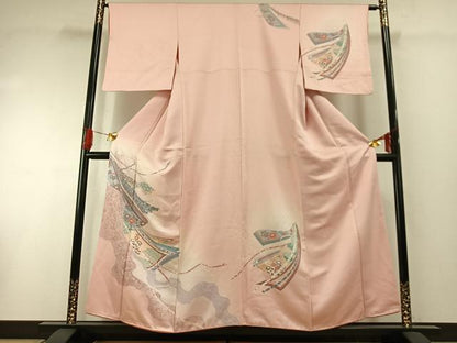 平和屋着物■訪問着 熨斗花文 暈し染め 金彩 正絹 逸品 AABG1643fy