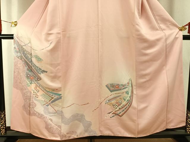 平和屋着物■訪問着 熨斗花文 暈し染め 金彩 正絹 逸品 AABG1643fy