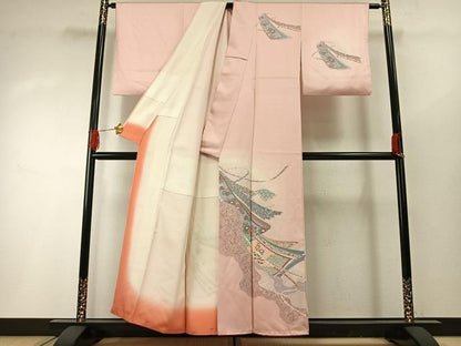 平和屋着物■訪問着 熨斗花文 暈し染め 金彩 正絹 逸品 AABG1643fy