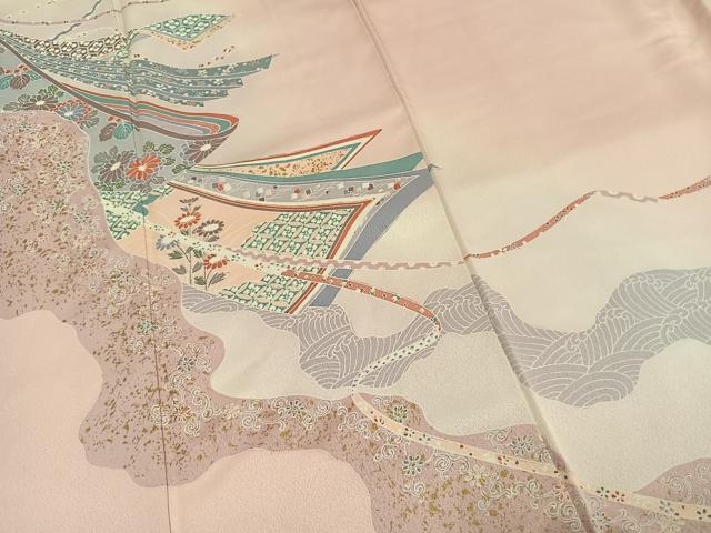 平和屋着物■訪問着 熨斗花文 暈し染め 金彩 正絹 逸品 AABG1643fy