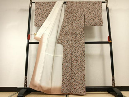 平和屋着物■上質な小紋 型染め 舞花文 正絹 逸品 AABG1661fy