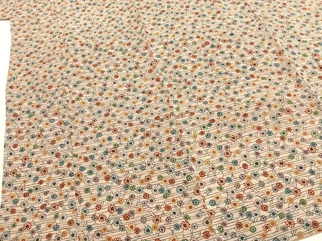 平和屋着物■上質な小紋 型染め 舞花文 正絹 逸品 AABG1661fy