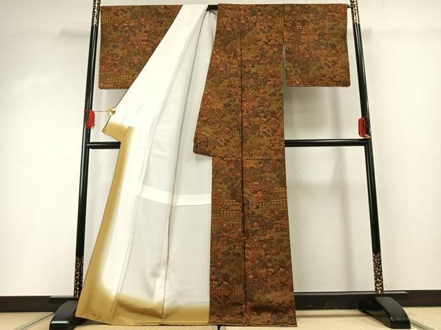 平和屋着物■上質な小紋 風景花文 正絹 逸品 未使用 AABG1663fy