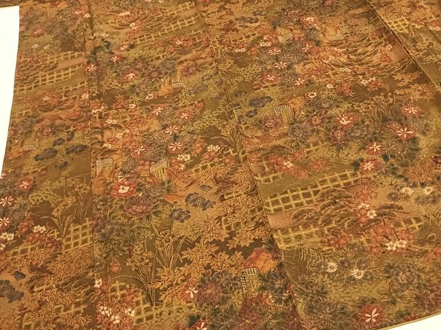 平和屋着物■上質な小紋 風景花文 正絹 逸品 未使用 AABG1663fy