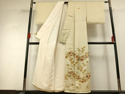 平和屋着物■豪華色留袖　駒刺繍　草花文　宝尽くし　金彩　正絹　逸品　AABG1669fy
