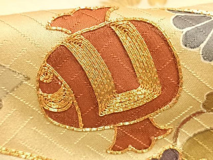 平和屋着物■豪華色留袖　駒刺繍　草花文　宝尽くし　金彩　正絹　逸品　AABG1669fy
