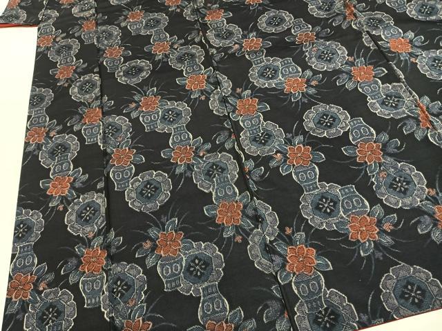 平和屋着物■上質な紬　陶器花文　正絹　逸品　AABG1692fy