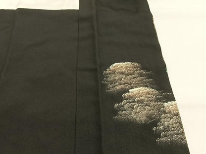 平和屋着物■豪華黒留袖　作家物　手描き　風景文　金彩　やまと誂製　正絹　逸品　AABG1698fy