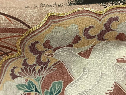 平和屋着物■豪華黒留袖　駒刺繍　雪輪花鳥文　正絹　逸品　AABG1700fy