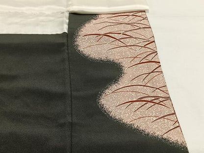 平和屋着物■豪華黒留袖　駒刺繍　雪輪花鳥文　正絹　逸品　AABG1700fy