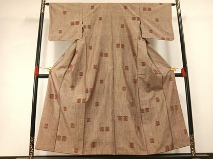 平和屋着物■上質な紬　幾何学文様　正絹　逸品　AABG1709fy