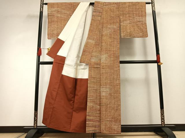 平和屋着物■上質な紬　霞文　正絹　逸品　AABG1717fy