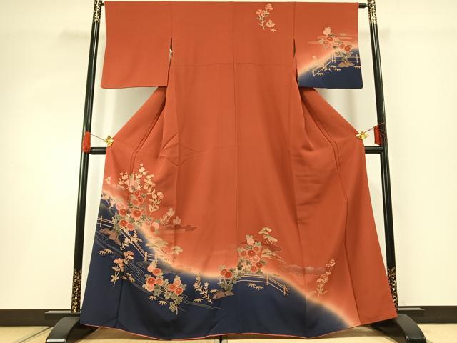 平和屋着物■訪問着 風景花文 暈し染め 金銀彩 正絹 逸品 AABG1720fy