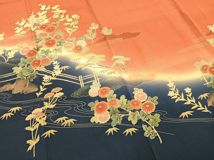 平和屋着物■訪問着 風景花文 暈し染め 金銀彩 正絹 逸品 AABG1720fy
