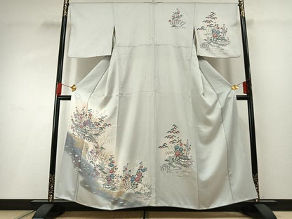 平和屋着物■訪問着 風景花文 暈し染め 金彩 正絹 逸品 AABG1721fy