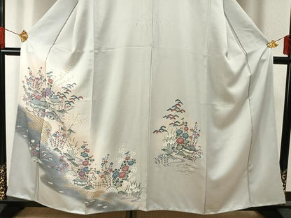 平和屋着物■訪問着 風景花文 暈し染め 金彩 正絹 逸品 AABG1721fy