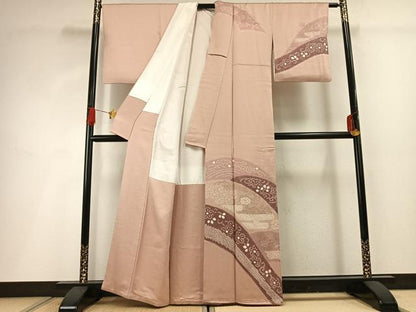 平和屋着物■訪問着 中国三大刺繍 相良刺繍 絞り 草花文 正絹 逸品 AABG1747fy
