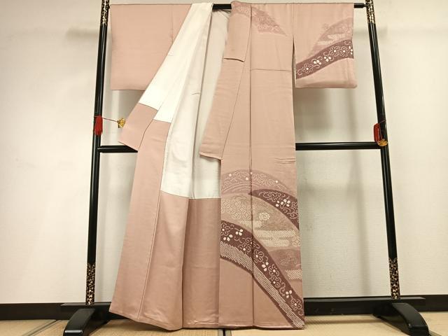 平和屋着物■訪問着 中国三大刺繍 相良刺繍 絞り 草花文 正絹 逸品 AABG1747fy