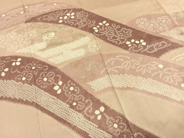 平和屋着物■訪問着 中国三大刺繍 相良刺繍 絞り 草花文 正絹 逸品 AABG1747fy