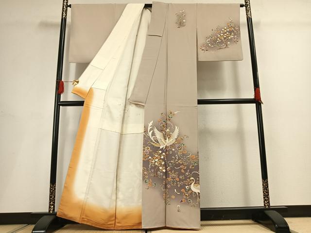 平和屋着物■訪問着 花鳥文 暈し染め 金彩 正絹 逸品 AABG1748fy