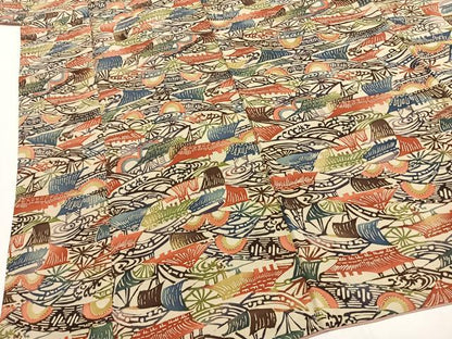 平和屋着物■上質な小紋 型染め 風景文 正絹 逸品 AABG1752fy