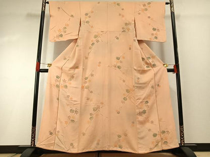 平和屋着物■上質な小紋 地紋起こし 枝花文 正絹 逸品 AABG1757fy