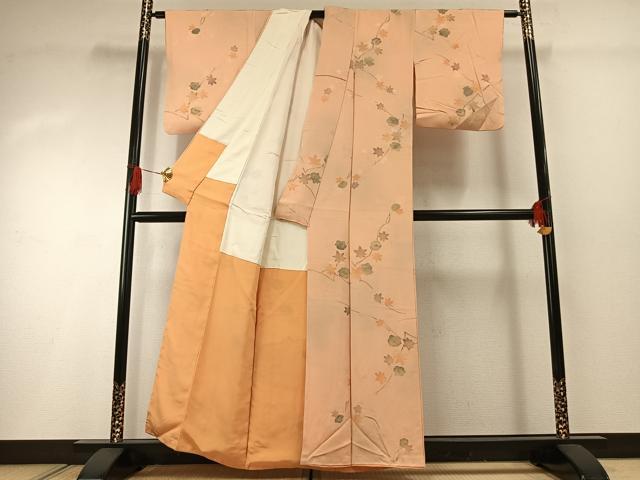 平和屋着物■上質な小紋 地紋起こし 枝花文 正絹 逸品 AABG1757fy