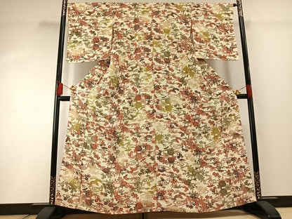 平和屋着物■上質な小紋 型染め 草花文 暈し染め 正絹 逸品 AABG1762fy