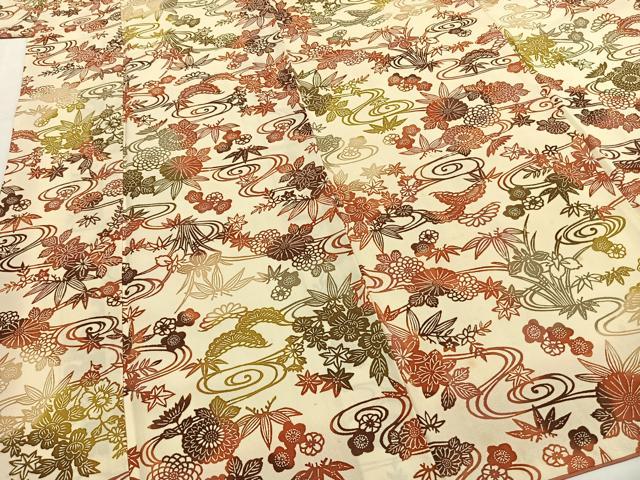 平和屋着物■上質な小紋 型染め 草花文 暈し染め 正絹 逸品 AABG1762fy