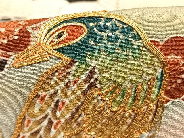 平和屋着物■豪華黒留袖　駒刺繍　花鳥文　暈し染め　金彩　正絹　逸品　AABG1766fy