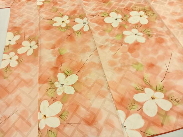 平和屋着物■上質な小紋 手描き 草花文 暈し染め 正絹 逸品 AABG1785fy