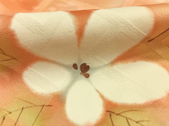 平和屋着物■上質な小紋 手描き 草花文 暈し染め 正絹 逸品 AABG1785fy