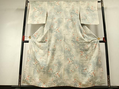 平和屋着物■上質な小紋 草花文 暈し染め 正絹 逸品 AABG1787fy