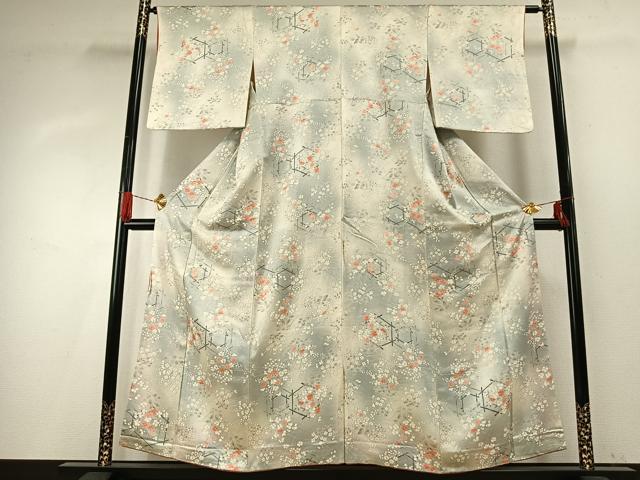 平和屋着物■上質な小紋 草花文 暈し染め 正絹 逸品 AABG1787fy
