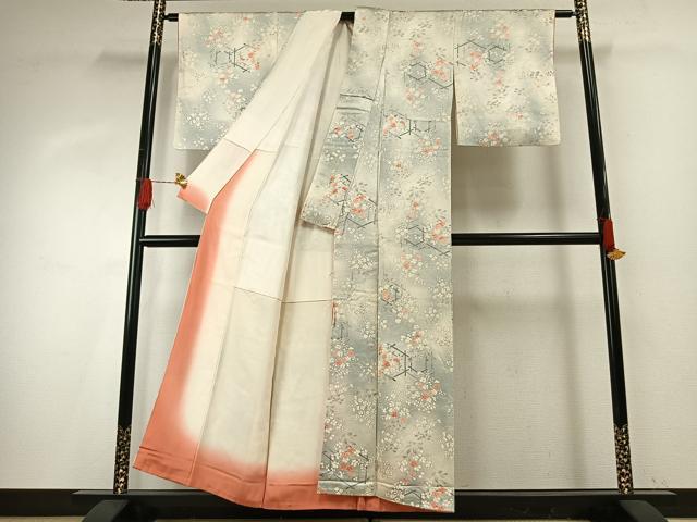 平和屋着物■上質な小紋 草花文 暈し染め 正絹 逸品 AABG1787fy