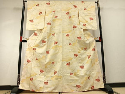 平和屋着物■小紋　扇面花文　暈し染め　洗える着物　AABG1802fy