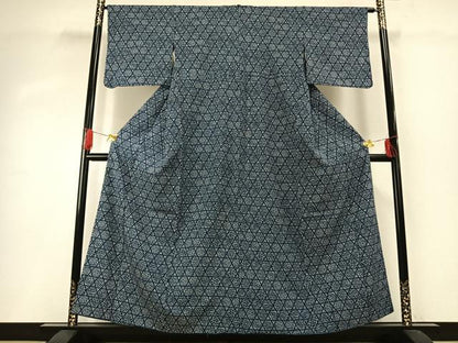 平和屋着物■小紋　亀甲文様　洗える着物　AABG1803fy