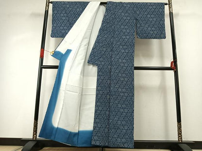 平和屋着物■小紋　亀甲文様　洗える着物　AABG1803fy
