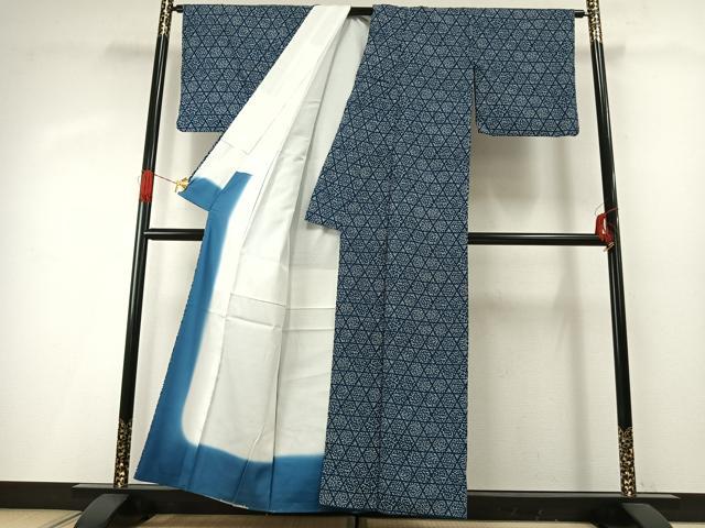 平和屋着物■小紋　亀甲文様　洗える着物　AABG1803fy