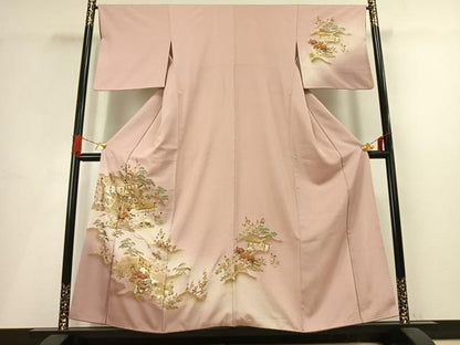 平和屋着物■訪問着 風景扇面花文 暈し染め 金銀彩 正絹 逸品 AABG1833fy