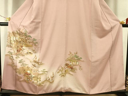 平和屋着物■訪問着 風景扇面花文 暈し染め 金銀彩 正絹 逸品 AABG1833fy