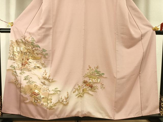 平和屋着物■訪問着 風景扇面花文 暈し染め 金銀彩 正絹 逸品 AABG1833fy