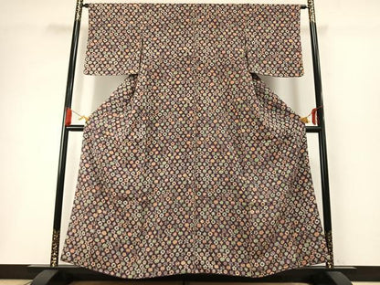 平和屋着物■上質な小紋　駒　草花文　正絹　逸品　AABG1844fy