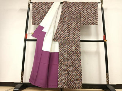 平和屋着物■上質な小紋　駒　草花文　正絹　逸品　AABG1844fy