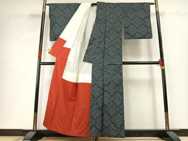 平和屋着物■上質な紬　亀甲花文　正絹　逸品　AABG1851fy