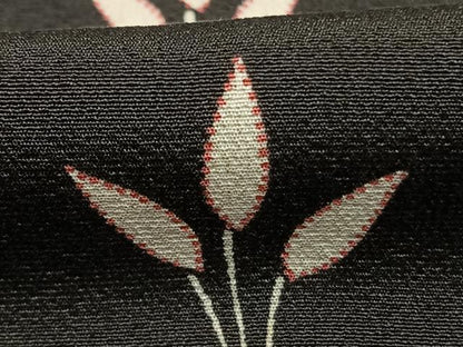 平和屋着物■上質な小紋　草葉文　黒地　正絹　逸品　AABG1855fy