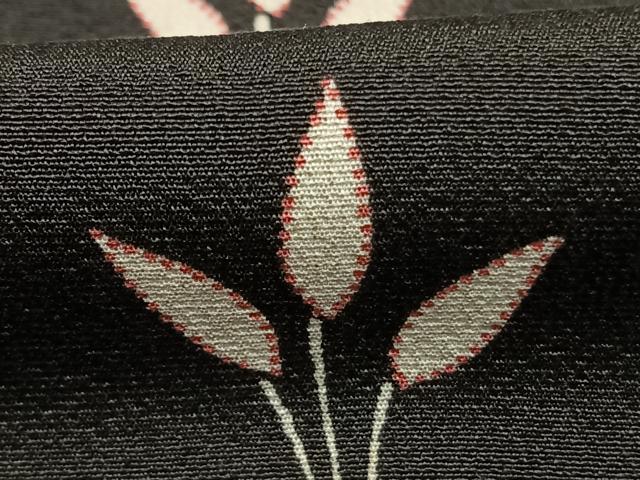 平和屋着物■上質な小紋　草葉文　黒地　正絹　逸品　AABG1855fy